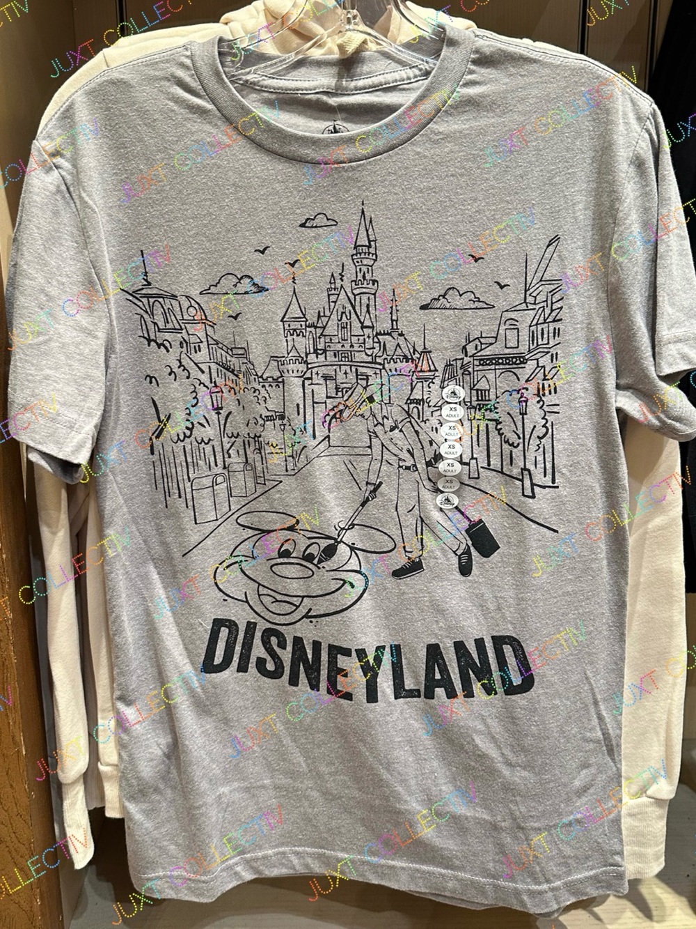 Disneyland Sleeping Beauty Castle Main Street USA Mickey Water Art Graphic Shirt